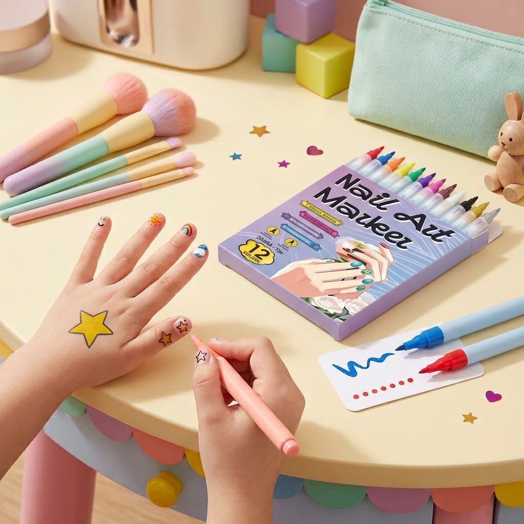 Uñas creativas para niños, a base de agua