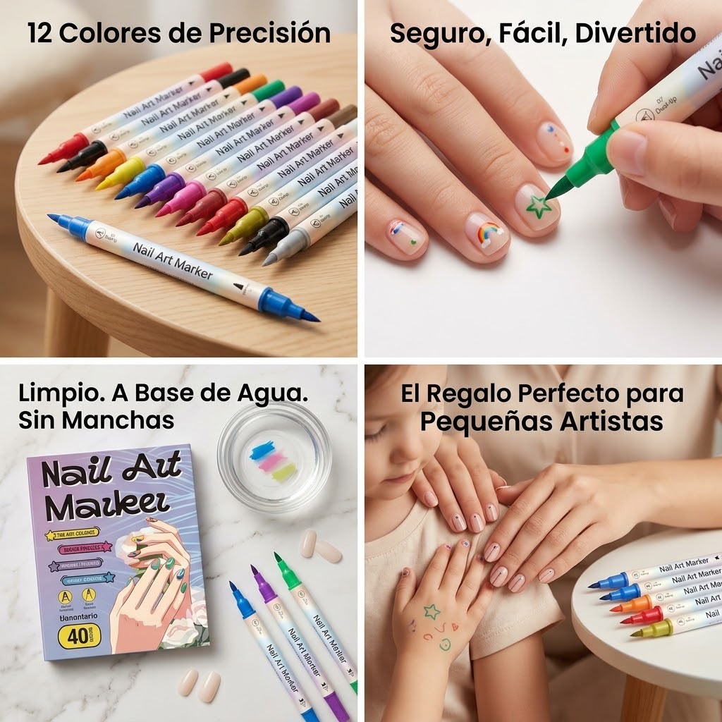 Uñas creativas para niños, a base de agua